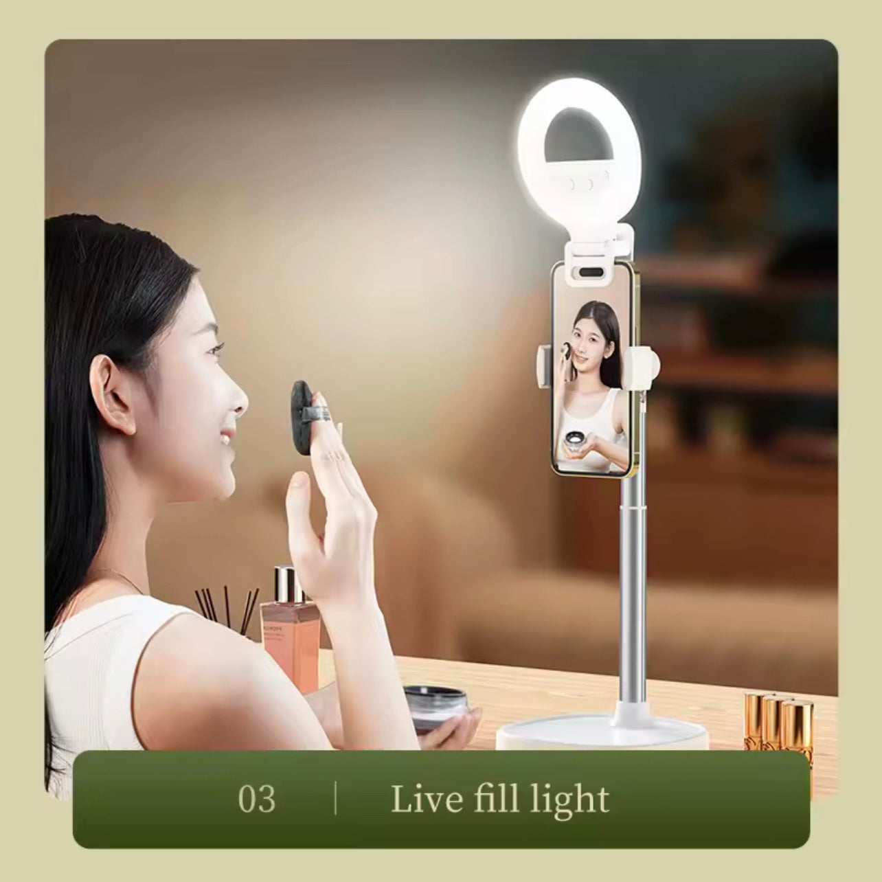 K5 Pro LED Rechargeable Selfie 5 Lighting Mode Phone Ring