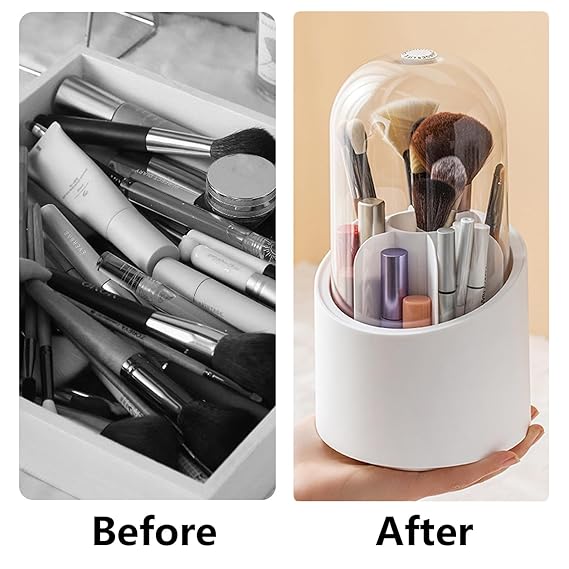 Rotating Acrylic Makeup Brush Holder